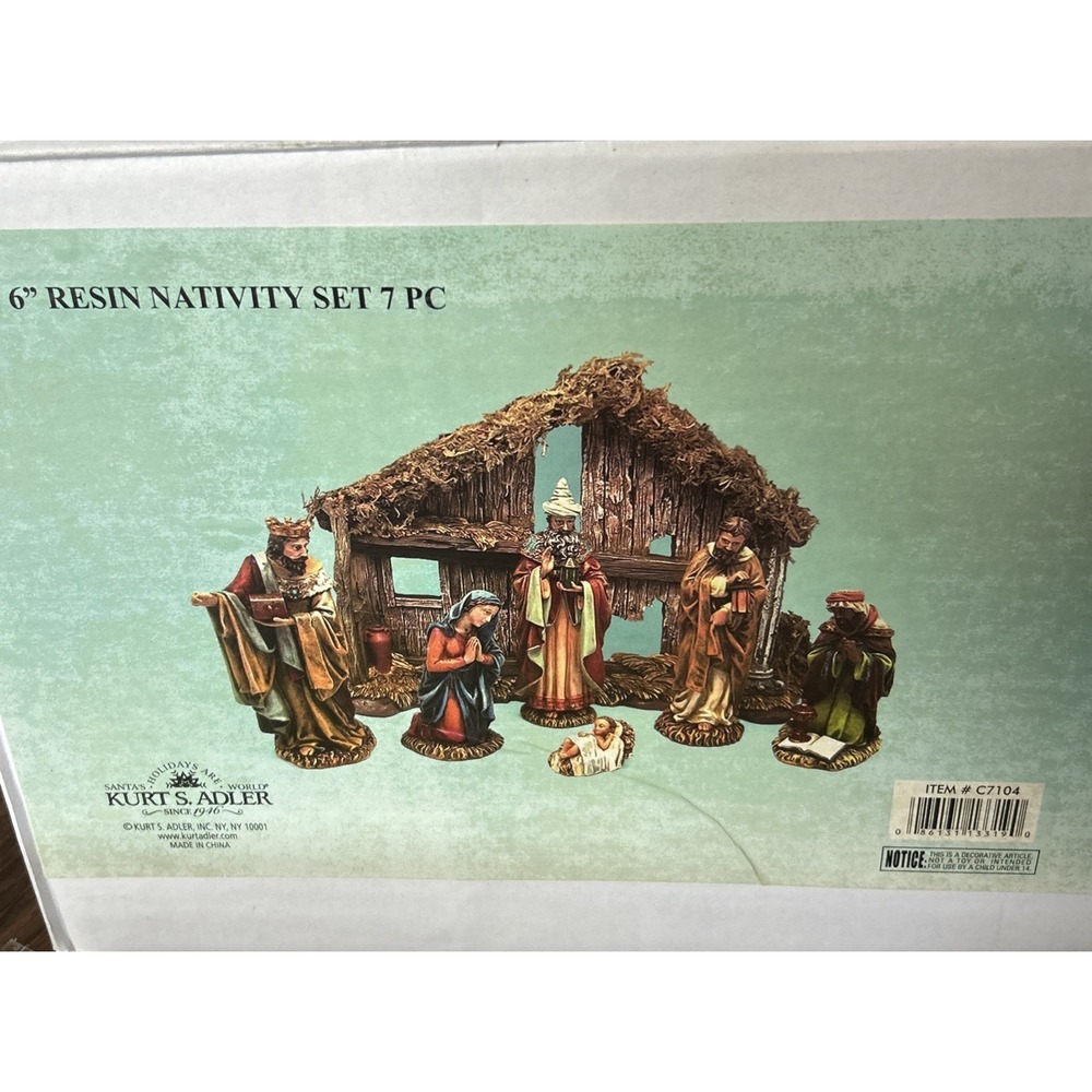 Kurt Adler 7 Piece Resin Nativity Scene Christmas Religion - Picture 2 of 6